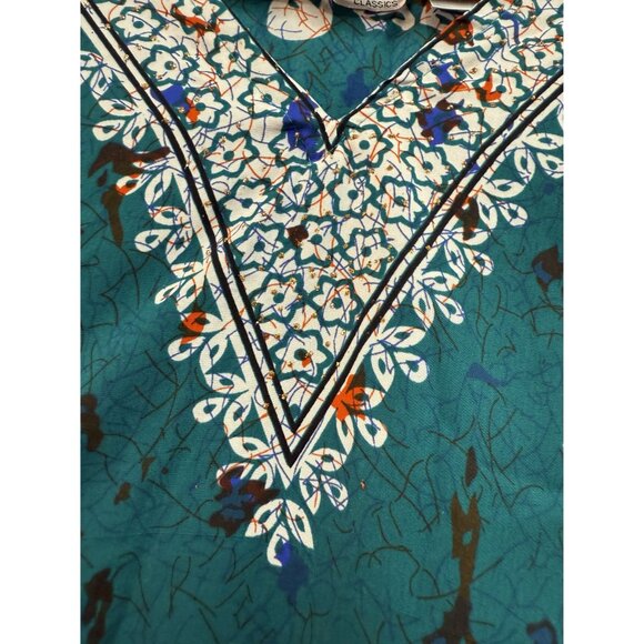 Elephant Print Kaftan Tunic One Size Fits Most By Sant Classics 100% Polyester G - Picture 3 of 8